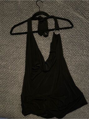 Urban Outfitters Black Halter Tank Top with Ring Detail